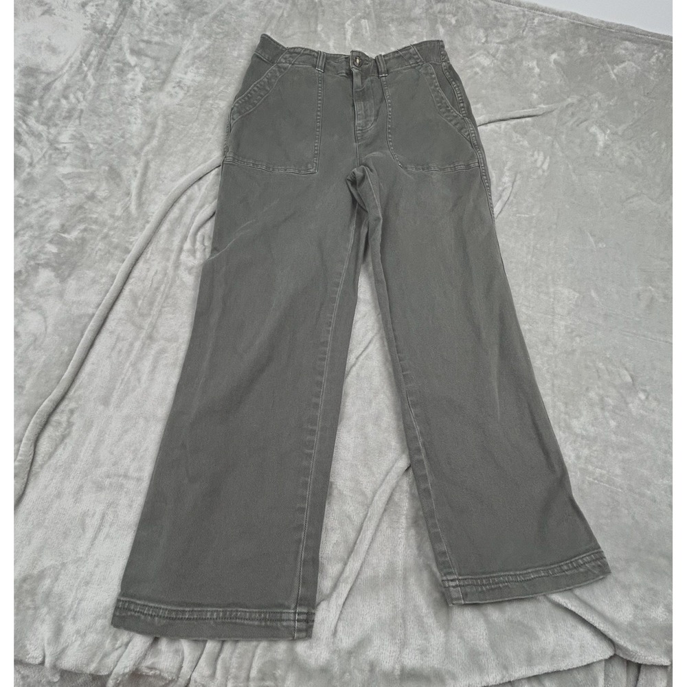 FAHERTY Pants Women's 30 Stretch Denim Gray wide leg/ boot cut Pocket